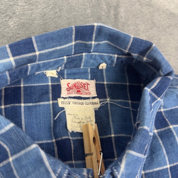 Vintage Levi's Indigo Dyed Sunset SAMPLE GARMENT Shirt 100% Cotton Made In Italy - Picture 3 of 7